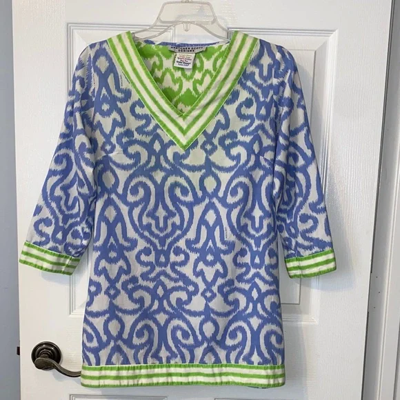 Gretchen Scott Designs Green and Blue Tunic - Picture 2 of 10